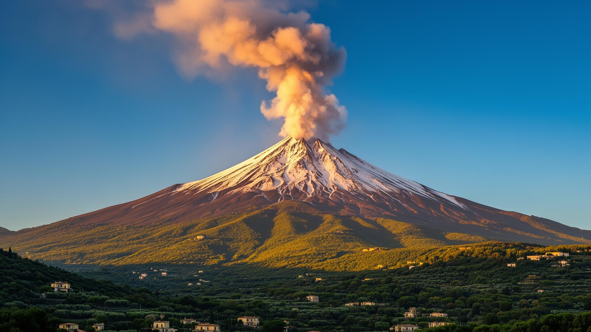 Il vulcano Etna visto dalla terrazza